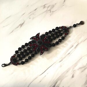 Ben Amun dark metal rhinestone Maltese cross bracelet